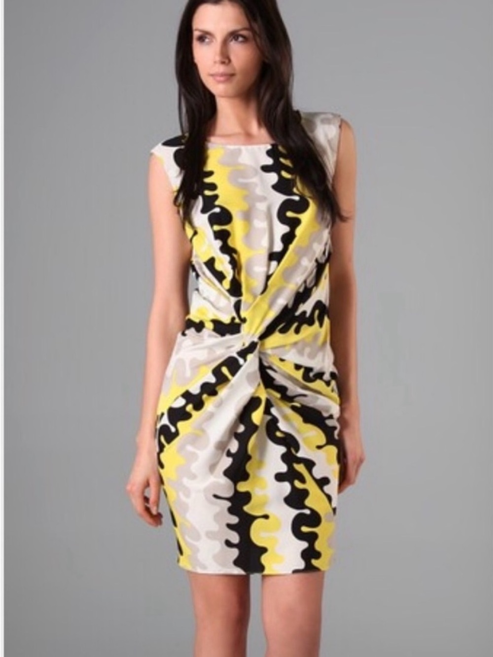 DVF Diane von Furstenberg New Della Silk Dress Abstract Wave Print Size 6